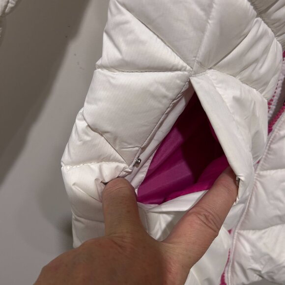 Puma White Down Puffer Jacket Sz S • Hot Pink Lining & Zipper • Short #560893 - Picture 4 of 7